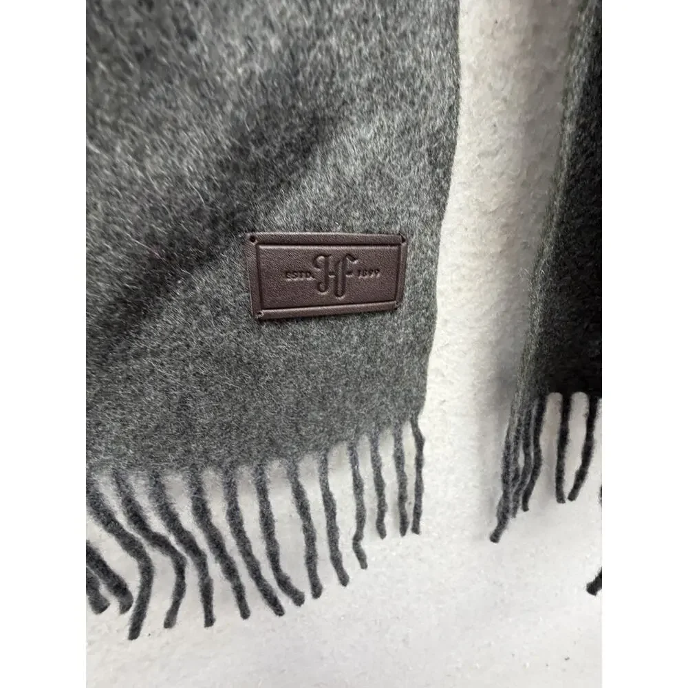 Hickey Freeman Mens 100% Cashmere Scarf Gray Plaid Check New With Tags